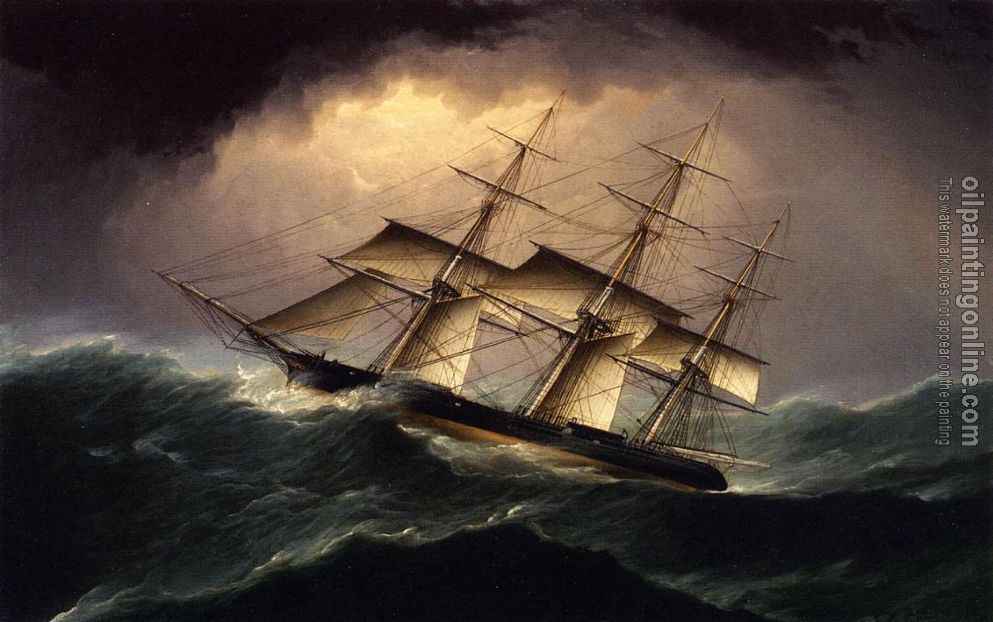 James E Buttersworth - Clipper in a Heavy Sea